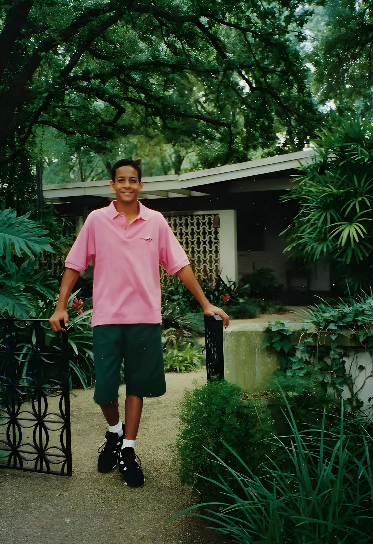 Outdoor portrait in lush garden